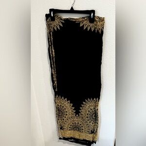 Black and Gold Sarong Wrap Around Skirt